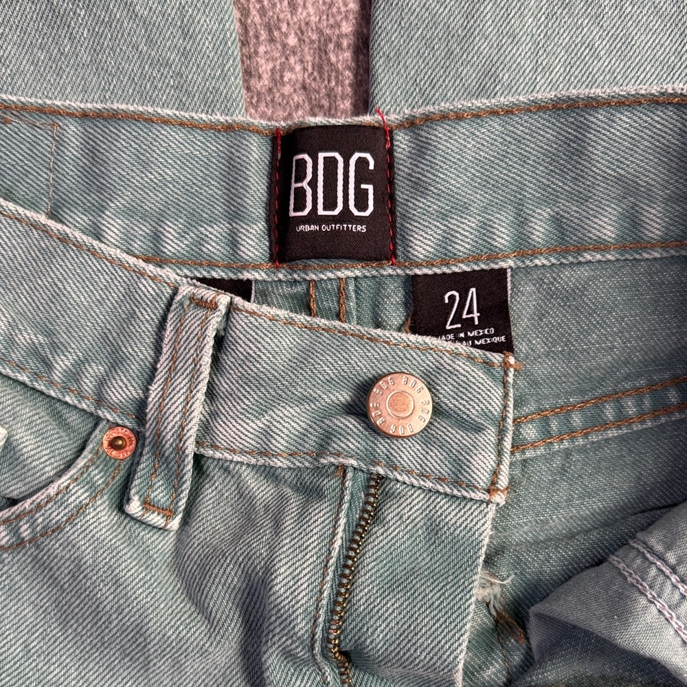 Urban Outfitters BDG High & Wide Jeans Baggy Barrel Skate Denim Mint Green 24 - Picture 9 of 15